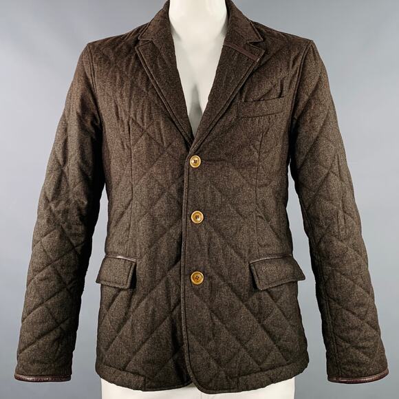 BARBOUR Size L Brown Olive Quilted Polyester Single Breasted Jacket - Picture 1 of 15